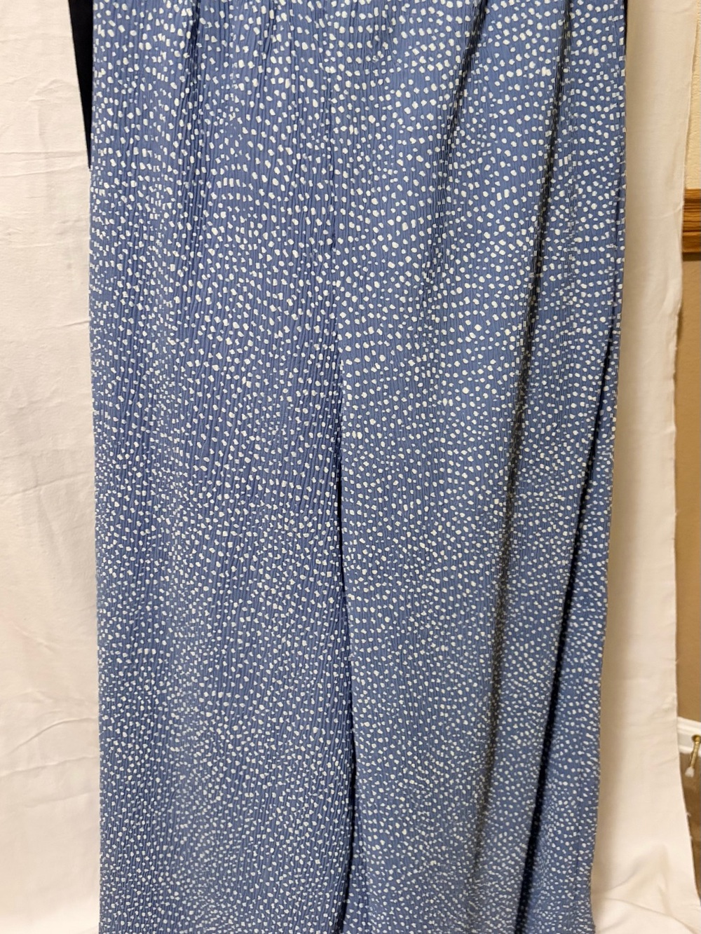 Blue Dot-Print Wide Leg Pants